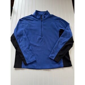 Lands End Men's Pullover Fleece L 42-44 Blue Black 1/2 Zip